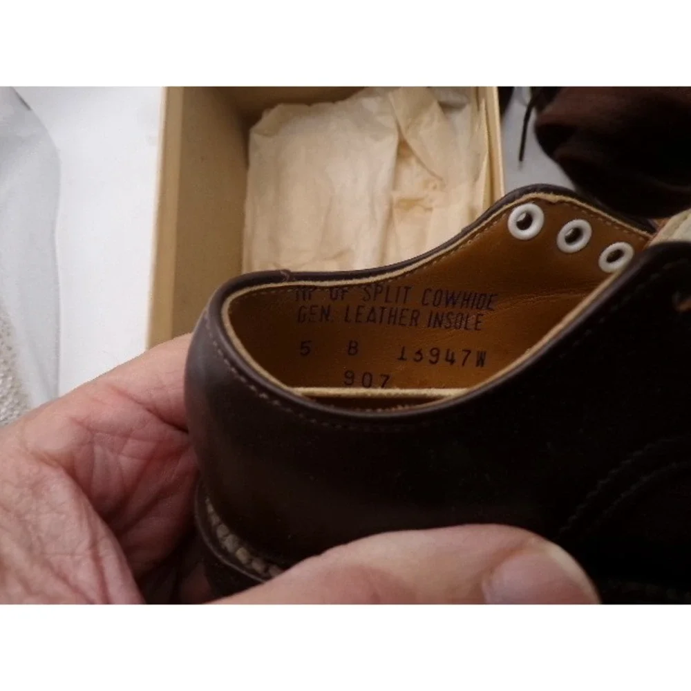 Vintage Boys Brown Leather Oxford Dress‎ Shoes Split Cowhide Size 5B 907 READ